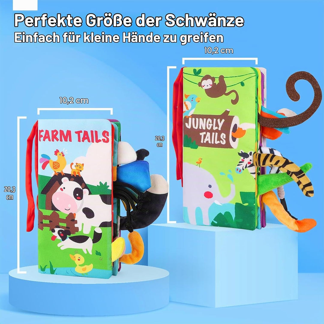 beiens Babybuch Baby Stoffbuch - 2 Stück Fühlbuch Spielzeug ab 6 Monate, Bilderbuch Fühlbuch Knister