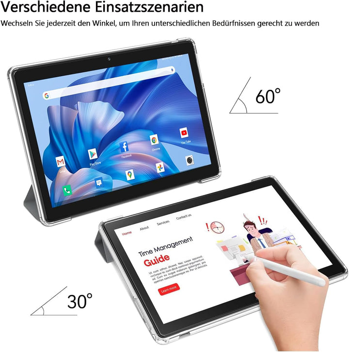 FEONAL K115 Schutzhülle für Tablet 10/10,1 Zoll, Leder, Grau