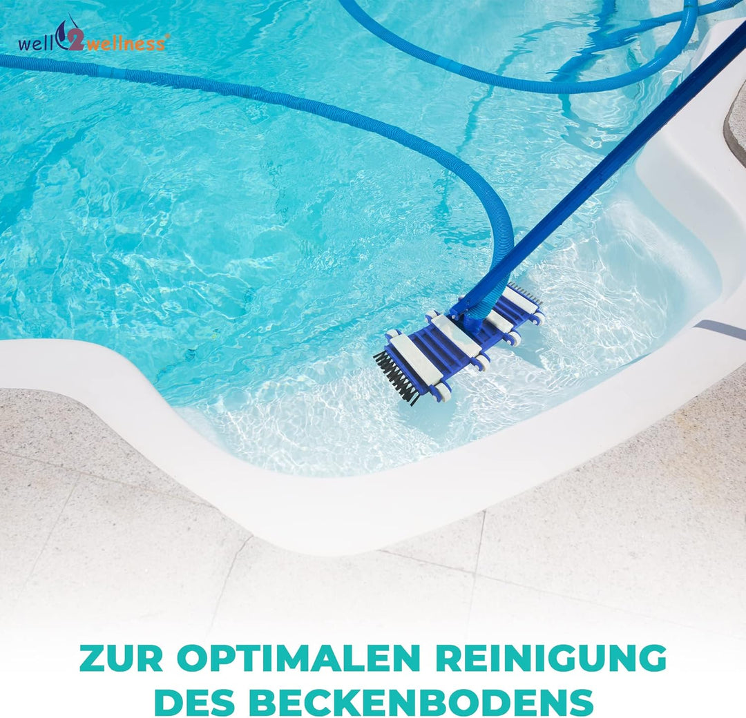 well2wellness Pool Bodensauger 8-Rad Flex | Seitliche Bürsten | Poolsauger | Einfache Handhabung | U
