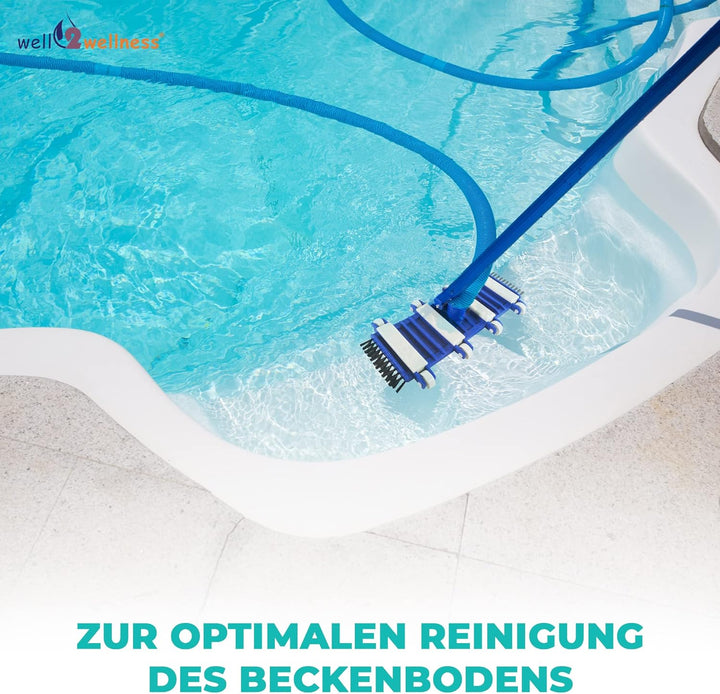 well2wellness Pool Bodensauger 8-Rad Flex | Seitliche Bürsten | Poolsauger | Einfache Handhabung | U