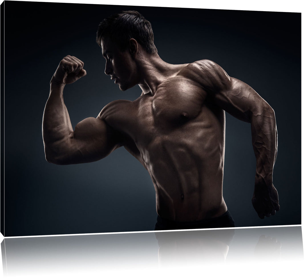 Starker Bodybuilder Format: 100x70 auf Leinwand, XXL riesige Bilder fertig gerahmt mit Keilrahmen, K