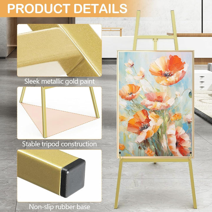 Staffelei Hochzeit, 110cm Metall Staffelei für Schilder Gold staffeleien Gross Willkommensschild Hoc
