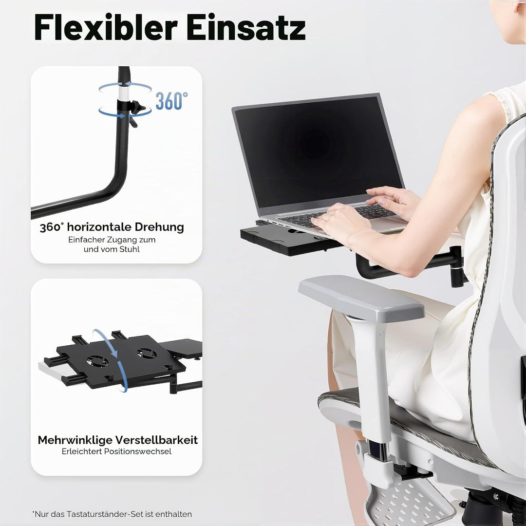 Laptoptisch Höhenverstellbar Stehpult mit Mausablage, Stuhl Arm KlemmstüTze, Tastatur Mauspad Laptop