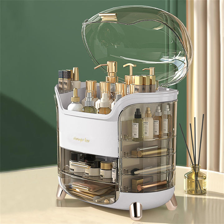 Staubdichter Kosmetik-Organizer für Hautpflege, Schreibtisch-Organizer mit Lippenstiftschlitz, Mehrz