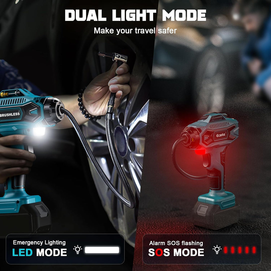 Ecarke Akku-Autokompressor für Makita 18V Li-Ion, Max. 11 bar, Tragbare Akku Luftpumpe mit Digitalem
