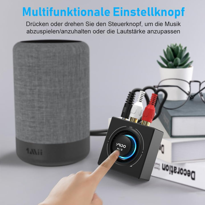 YMOO Bluetooth 5.3 Audio Empfänger für Stereoanlage, Bluetooth Adapter AUX HiFi, 50ft Reichweite, 3.
