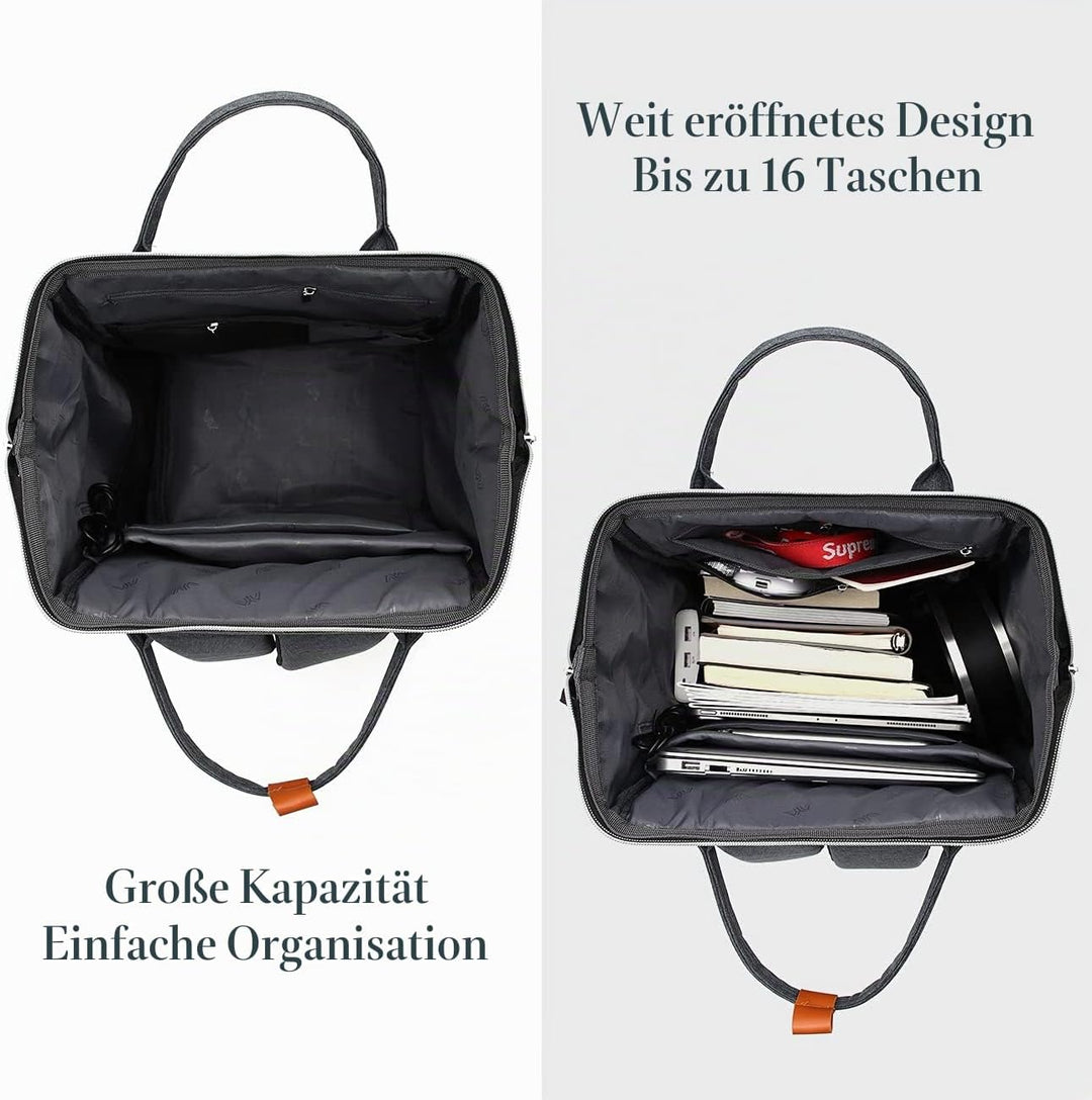 Rucksack Damen, Wasserdichte Rucksack Schule mit 17 Zoll Laptopfach, Schulrucksack Mädchen Teenager