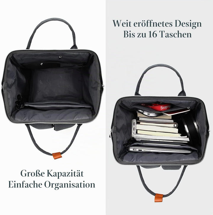 Rucksack Damen, Wasserdichte Rucksack Schule mit 17 Zoll Laptopfach, Schulrucksack Mädchen Teenager