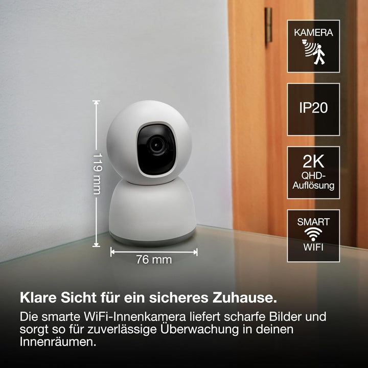 Osram SMART+ WiFi Kamera 360° 4MP 2K QHD, Schwenk-Neige, Nachtsicht 7m, Zwei-Wege-Audio, Alexa kompa