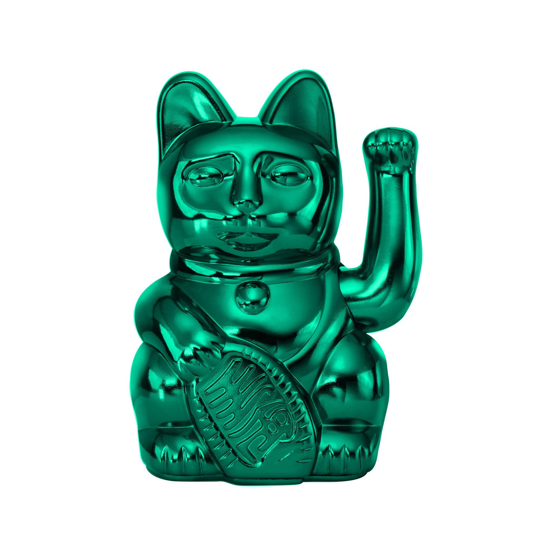 DONKEY Lucky Cat Cosmic Edition Uranus Shiny Teal| Winkekatze, Maneki Neko, 15 cm, in Geschenkverpac