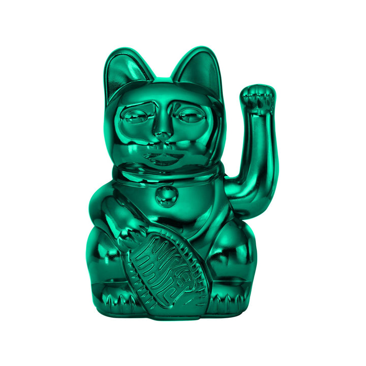 DONKEY Lucky Cat Cosmic Edition Uranus Shiny Teal| Winkekatze, Maneki Neko, 15 cm, in Geschenkverpac