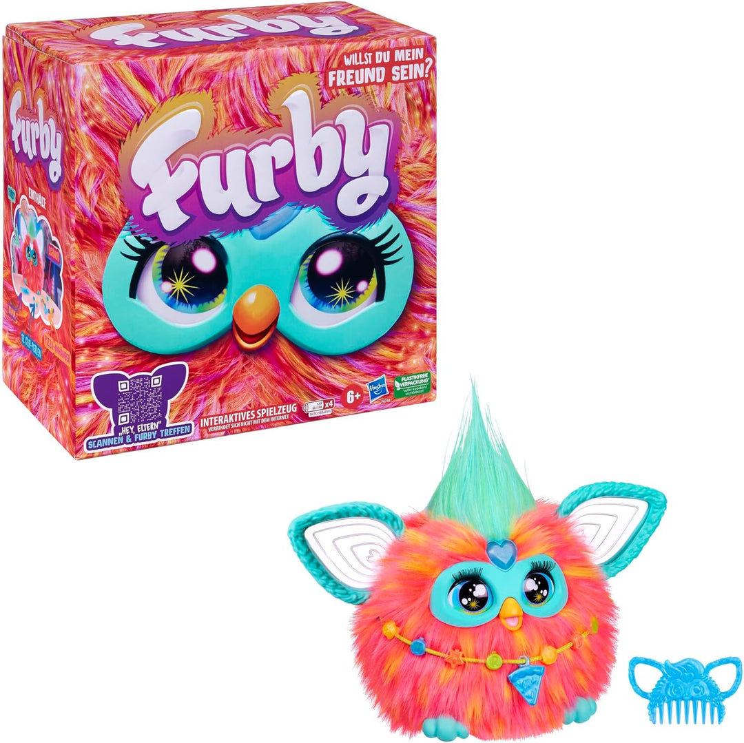 Furby Coral Interaktives Plüschtier – Spricht Deutsch, reagiert auf Stimme, tanzt & leuchtet – 5 Spi
