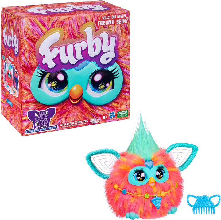 Furby Coral Interaktives Plüschtier – Spricht Deutsch, reagiert auf Stimme, tanzt & leuchtet – 5 Spi