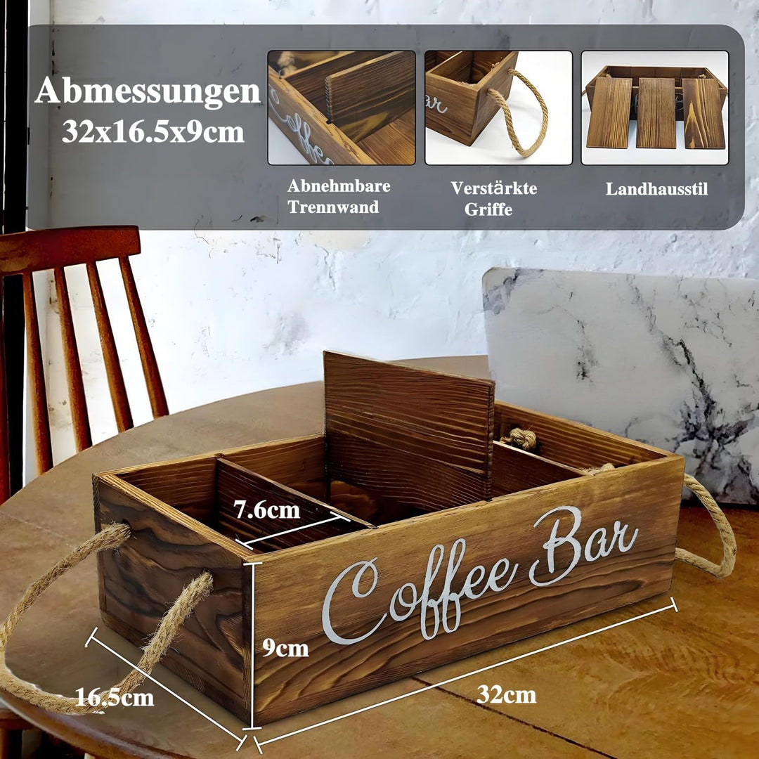 Kaffee-Station Veranstalter, Holz Kaffee-Bar Station mit Griff K Cup Veranstalter Kaffeepods-Halter