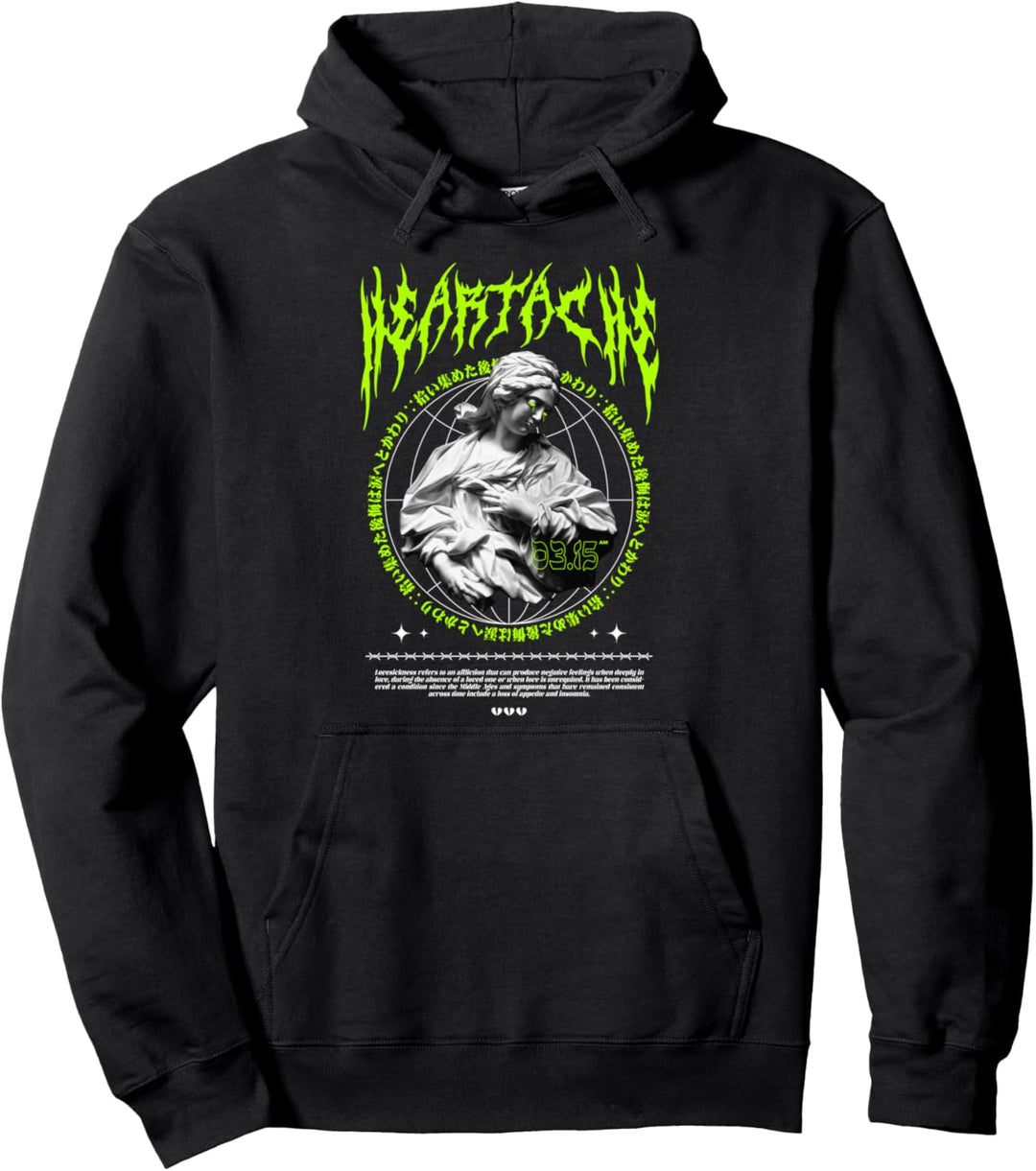 Heartache Lovesickness Greek - Sad Aesthetic Edgy Streetwear Pullover Hoodie