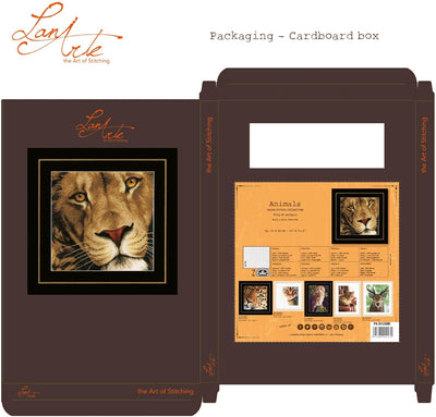 Lanarte Zählmusterpackung König der Tiere Aida Kreuzstichpackung, Baumwolle, Mehrfarbig, 35 x 34 x 0