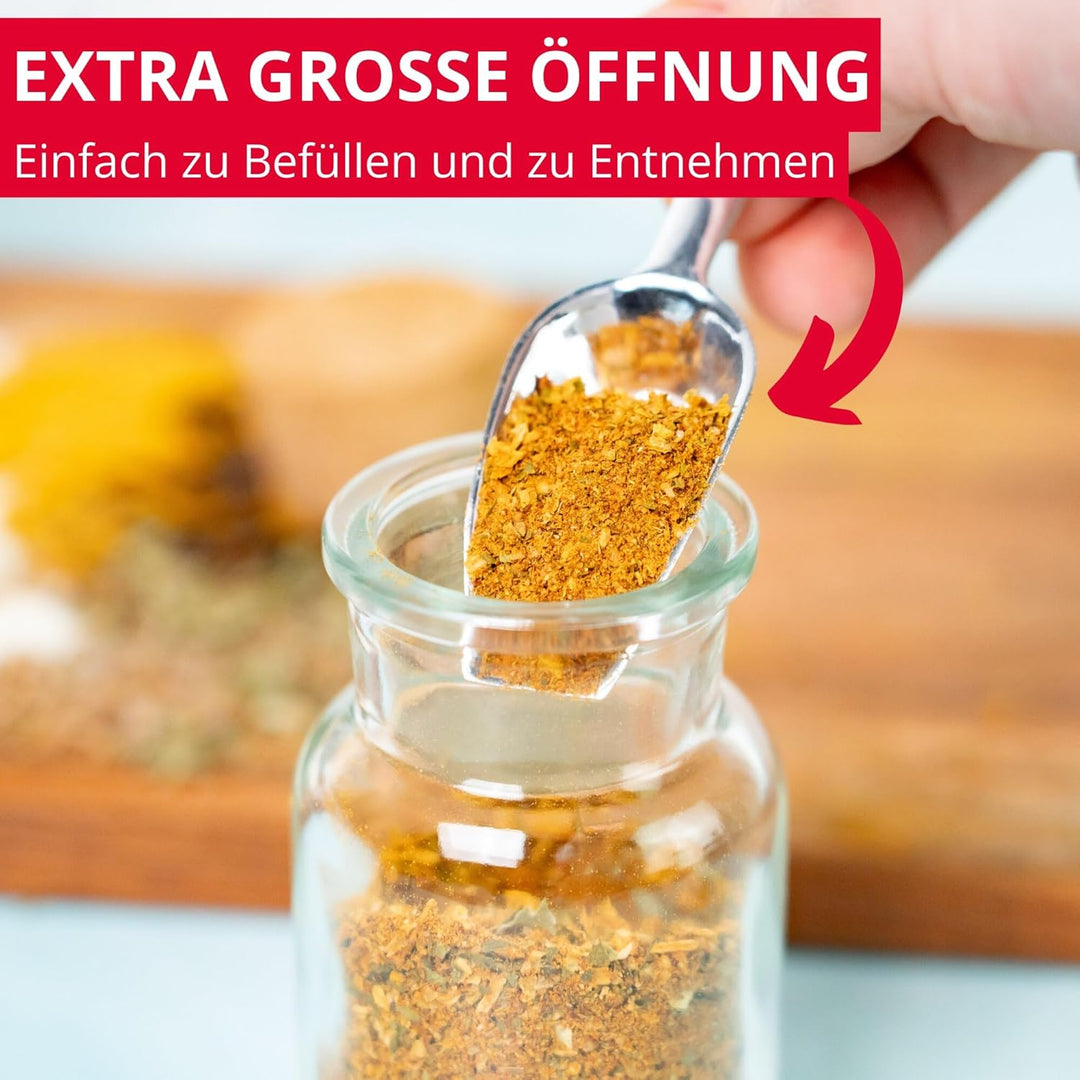 Westmark Gewürzgläser Set mit Korken, 6 Stk. – Für Gewürze, Kräuter und Tees – Inklusive 8 Dekoetike