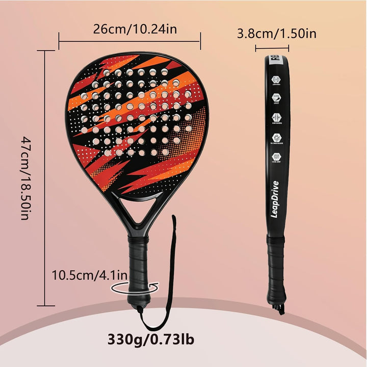 Padel Schläger Set für Anfänger, Freizeitspieler, Damen, Junior | aus Kohlefaser-Rahmen &amp; Eva-Schaum