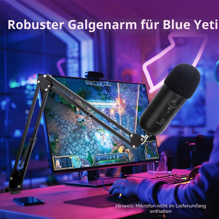 YOUSHARES Blue Yeti Mikrofon Arm, Blue Yeti Mikrofonständer mit Popschutz, Mikrofonarm mit Windschut
