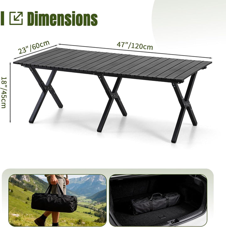 Camping-Tisch, Picknick-Tisch, Klappbar mit Aufbewahrungstasche, Tragbar, Geeignet für Camping, Pick