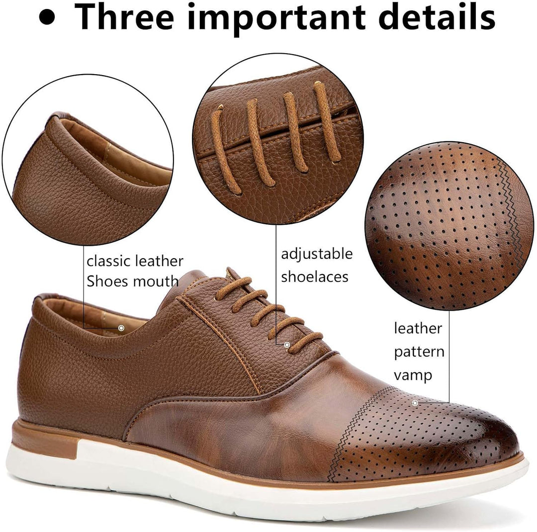 MEIJIANA Herren Oxfords Männer Businessschuhe Freizeit Schuhe Oxfords Herren Anzugschuhe Leder, Brau