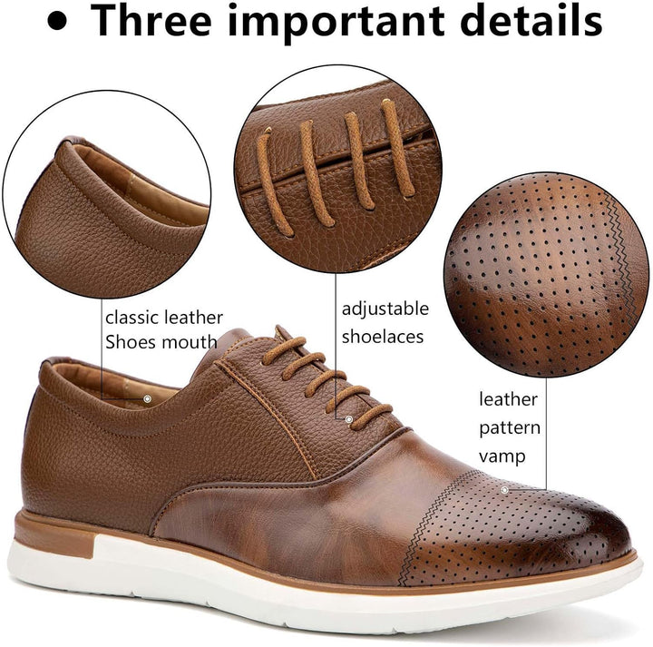 MEIJIANA Herren Oxfords Männer Businessschuhe Freizeit Schuhe Oxfords Herren Anzugschuhe Leder, Brau