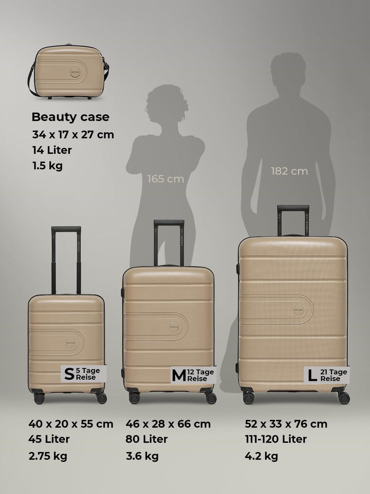 REDOLZ Hartschalen Check-in Koffer | Mittelgrosser M Trolley 46 x 28 x 66 cm mit Dehnfalte aus hochw