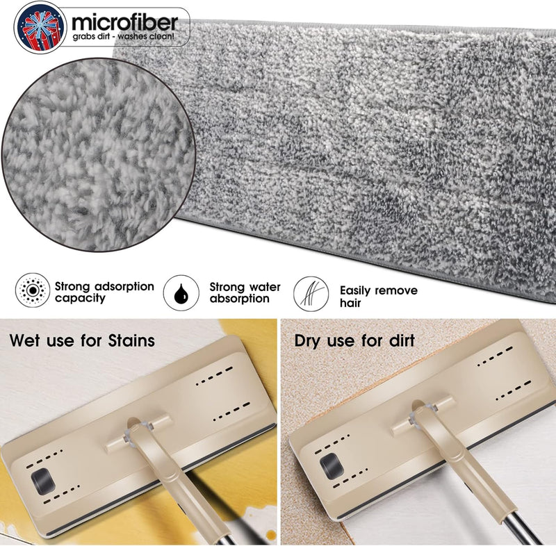 Masthome Wischmopp Set mit Eimer,2 In 1 Putzeimer mit Wischer Wischmopp mit Auswringfunktion, 6 Wisc