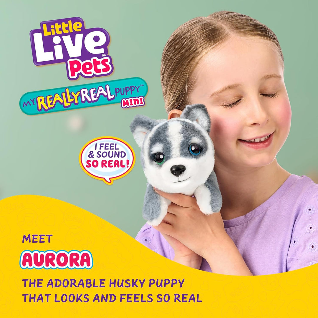Little Live Pets My Really Real Puppy Minis – Aurora der Husky, interaktiver Puppy mit 20+ Geräusche