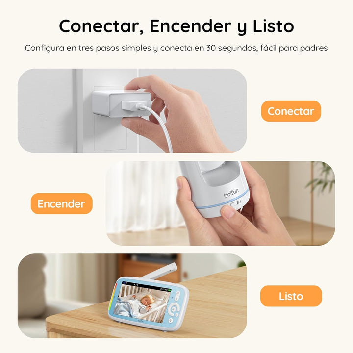 BOIFUN Babyphone mit Kamera Blau ES SET, Blau ES SET