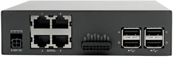 Tripp Lite B093-004-2E4U Konsolenserver mit 4 Ports, 2 GB-NIC, 4 GB Flash und 4 USB-Anschlüssen.