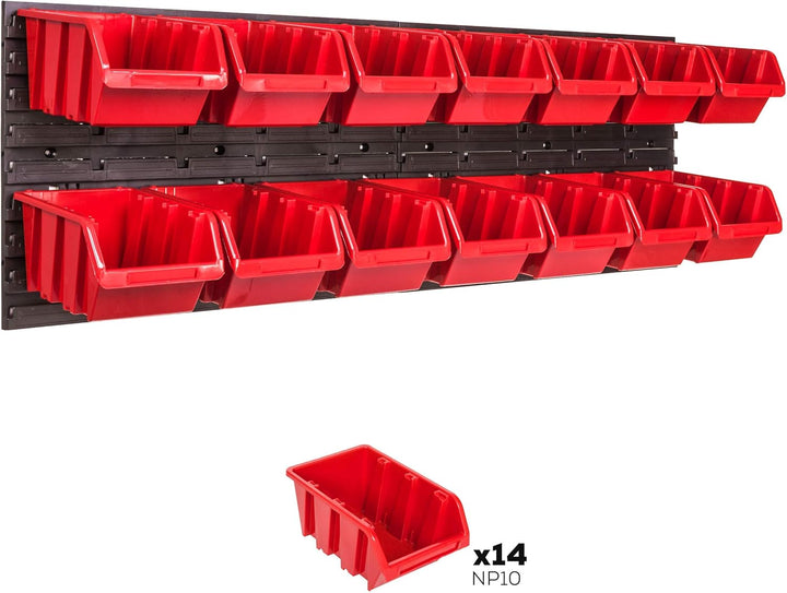 Lagersystem Wandregal 1152 x 390 mm , 14 stck. Box , Stapelboxen Schüttenregal Sichtlagerkästen , Ex