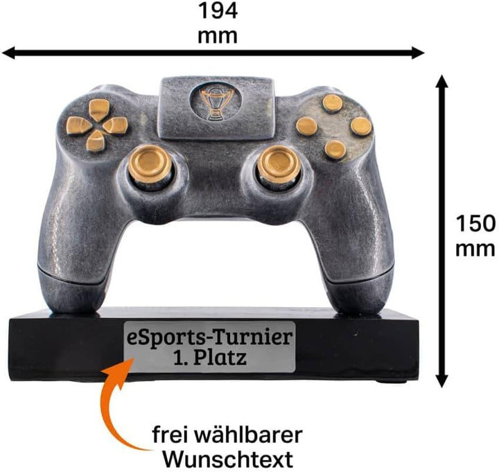 Deitert Esports Pokal mit Gravur, Maus Gaming Controller mit Wunschtext, Gamer Deko, Trophäe mit Gam