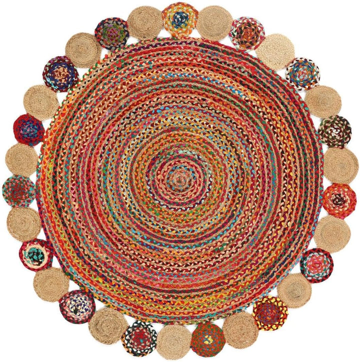 RugVista, Solana Dot Jute, Teppich, Mittelflor, ∅ 200 cm, Rund, Modern, Jute, Flur, Schlafzimmer, Kü