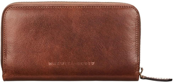 Maxwell Scott Italienisches Damen Leder Portemonnaie Giorgia in Cognac Braun, Cognac Braun