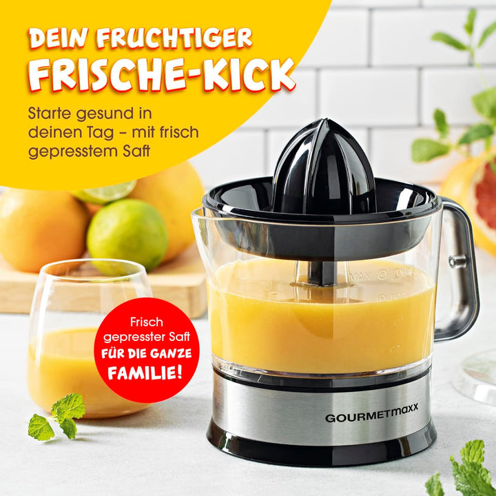 GOURMETmaxx elektrischer Entsafter für Zitrusfrüchte & Orangensaft | Saftpresse bis 700 ml Füllvolum