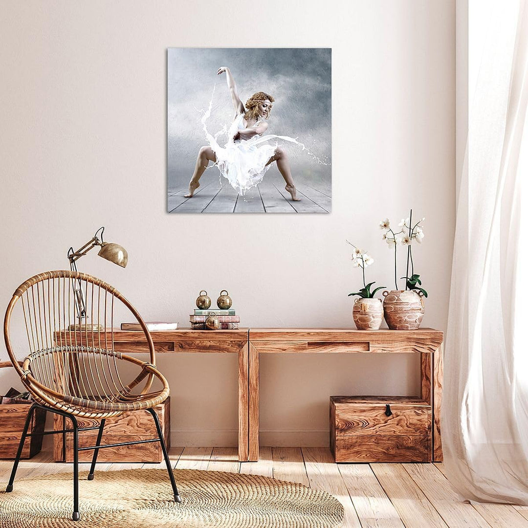 Bilder auf Leinwand Frau Tänzerin Ballett Leinwandbild mit Rahmen 60x60cm Wandbilder Dekoration Wohn