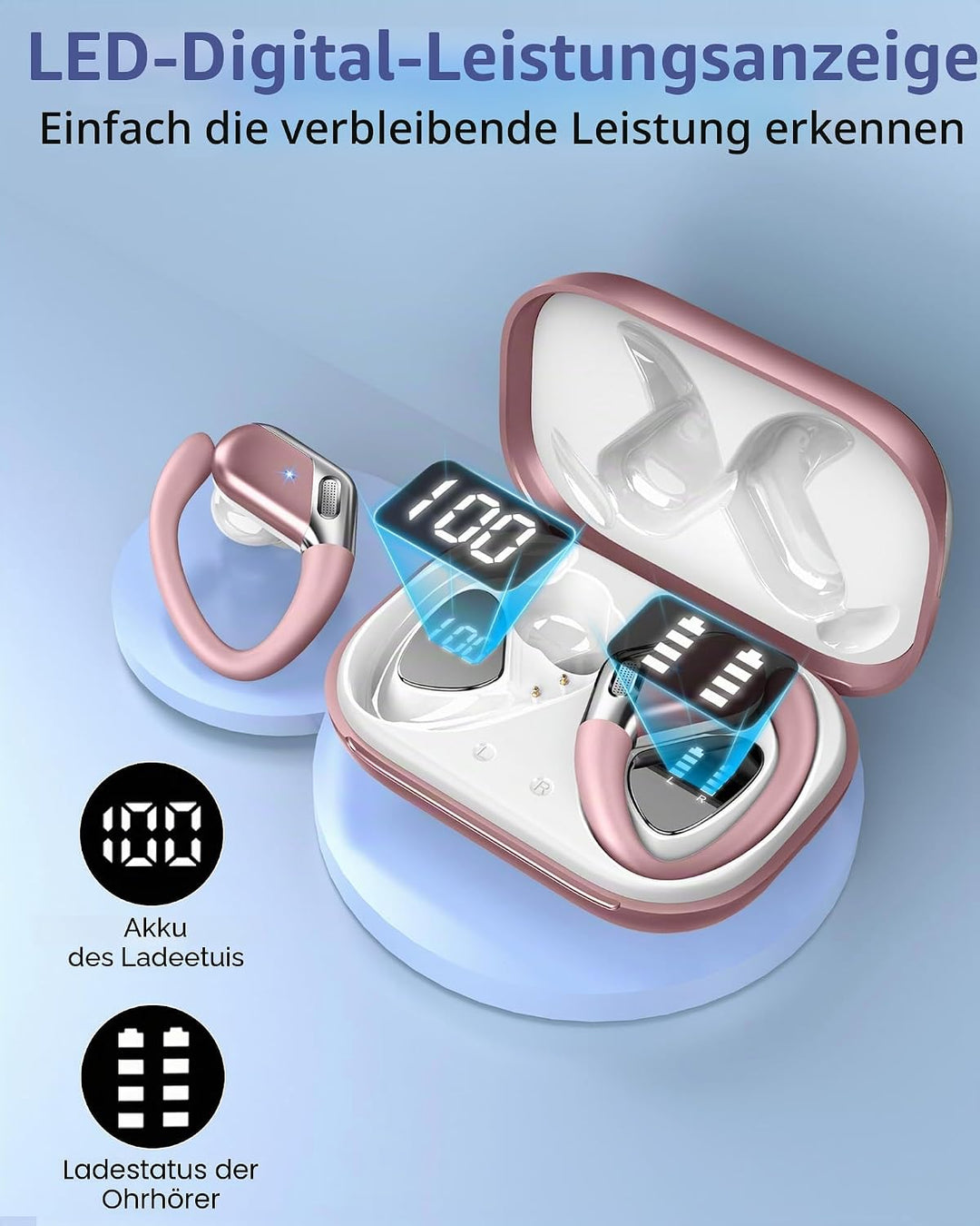 Bluetooth Kopfhörer Sport, Kopfhörer Kabellos Bluetooth 5.4 mit 4 ENC Noise Cancelling Mic, In Ear K