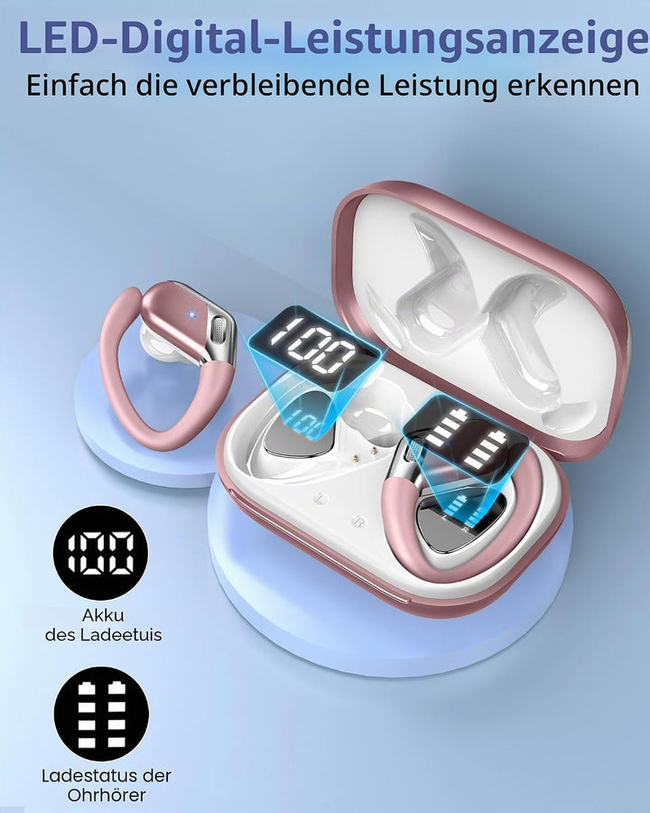 Bluetooth Kopfhörer Sport, Kopfhörer Kabellos Bluetooth 5.4 mit 4 ENC Noise Cancelling Mic, In Ear K