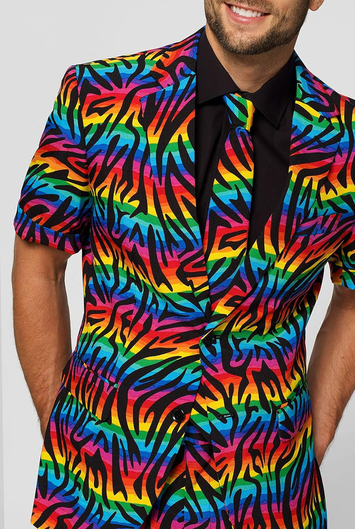OppoSuits Herren Men Suit Business-Anzug Hosen-Set 58 Wild Rainbow, 58 Wild Rainbow