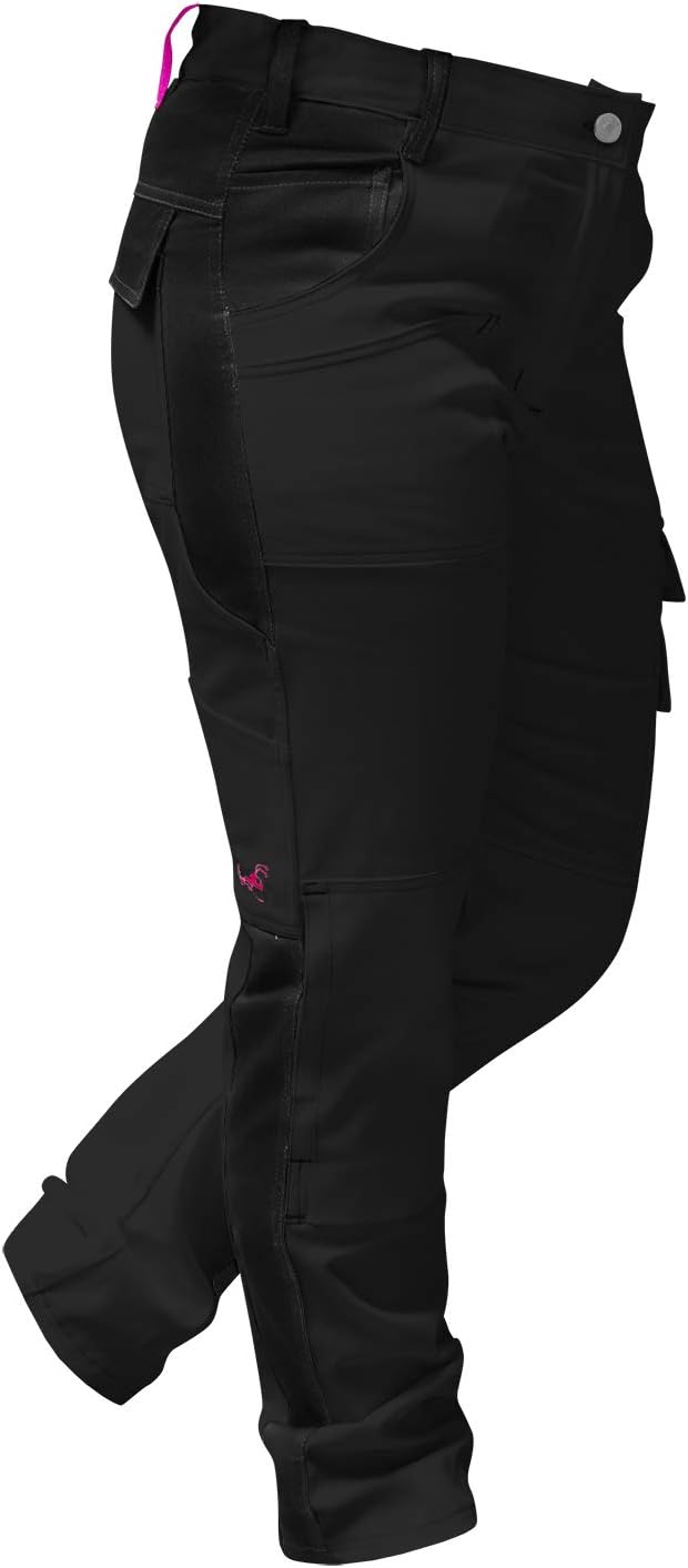 strongAnt Damen Arbeitshose komplett Stretch für Frauen Bundhose mit Kniepolstertaschen Schwarz Grau