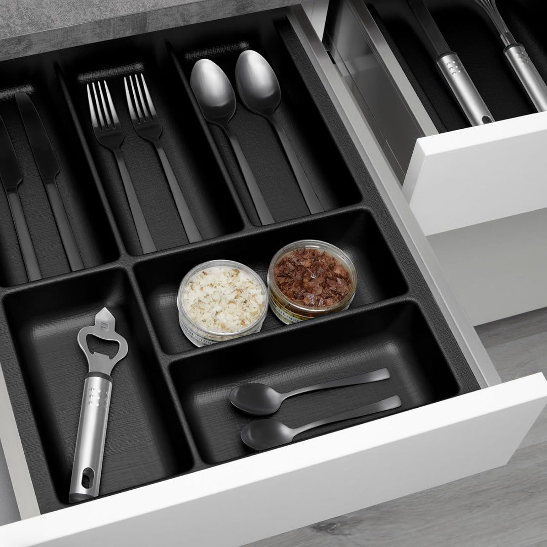 SO-BOX 2 Besteckkasten Breite 35,9 cm, Tiefe 46,2 cm mit anthraziter Kanvas-Struktur für Schubladen
