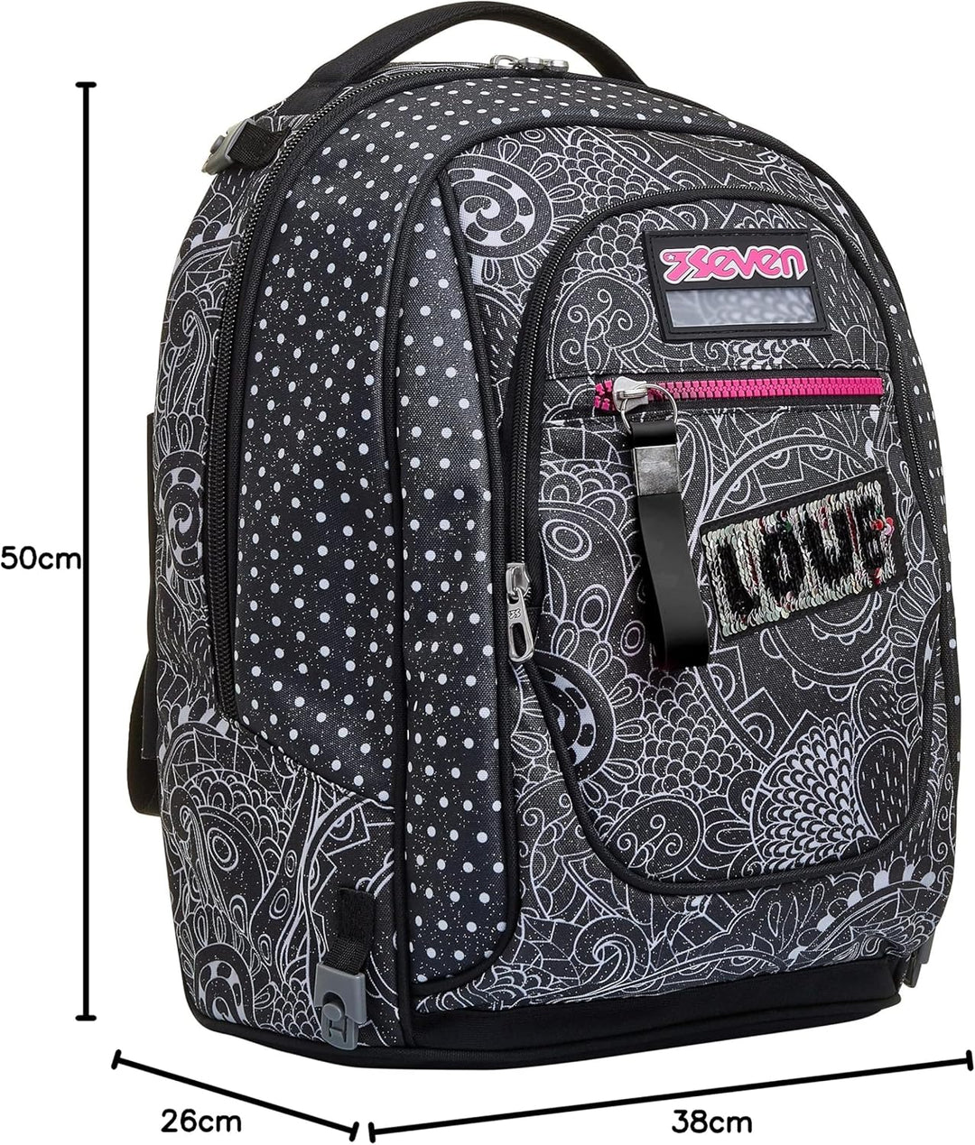 Seven TROLLEY Rucksack mit Trolleyfunktion, 3 in 1, Schulranzen mit Rollen, Abnehmbarer Rucksack, ab