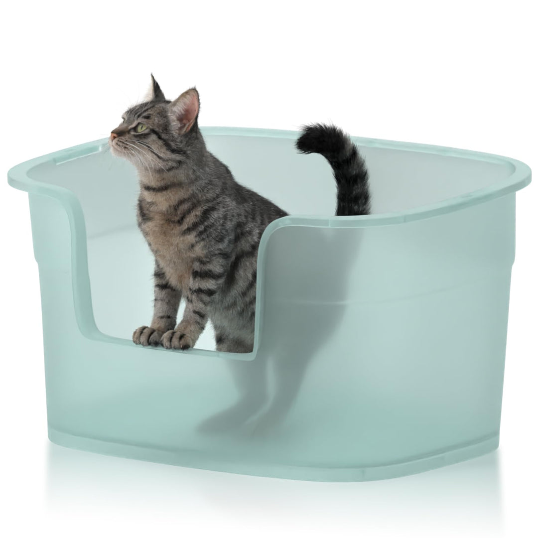 Extra grosse Katzentoilette, einfache Reinigung, abgesenkter Eingang, auslaufsicher, 63 x 45 x 33 cm