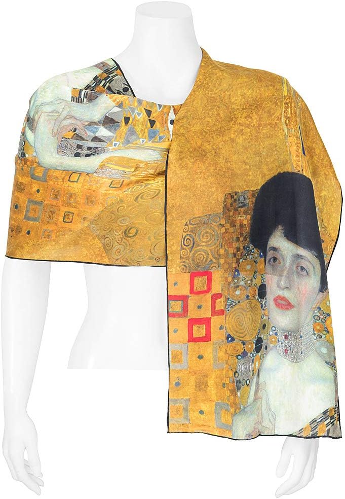 VON LILIENFELD Seidenschal Damen Satin lang Motiv 172 x 42 cm Gustav Klimt: Adele, Gustav Klimt: Ade