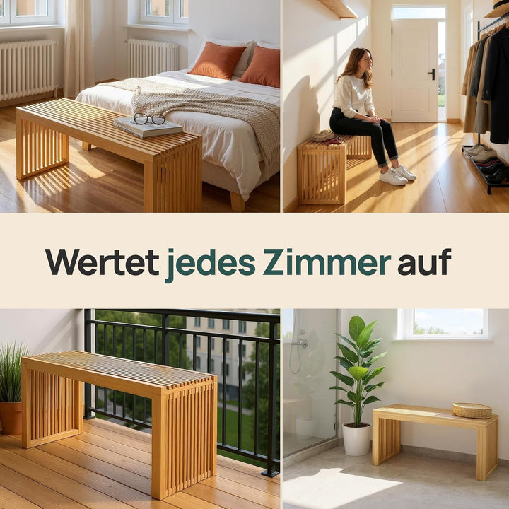 Bambus Sitzbank Flur - Sitzbank Esszimmer - Holzbank Flur - Esszimmerbank | BAM BOO BOX Garderobenba