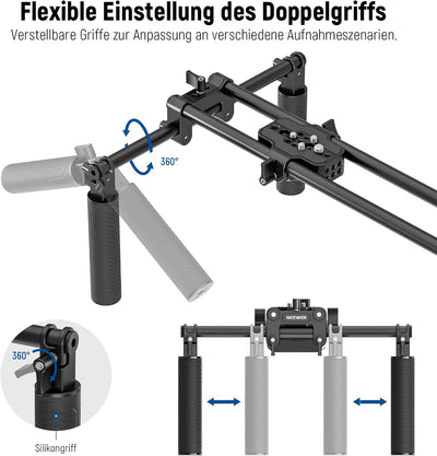 NEEWER Universal Shoulder Rig Set, 16"/40cm Erweitertes 15mm Stange Unterstützung System Kamerastabi