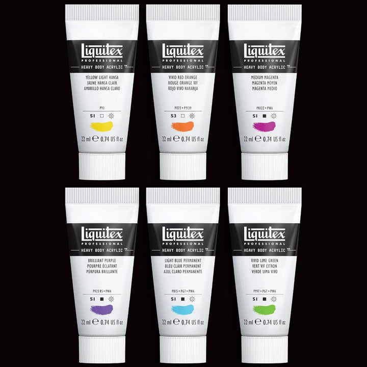 Liquitex Heavy Body Acrylfarbe Lebendige Farben Set 6 x 22ml 22 ml (6er Pack) 6 Farben Set A 22ml -