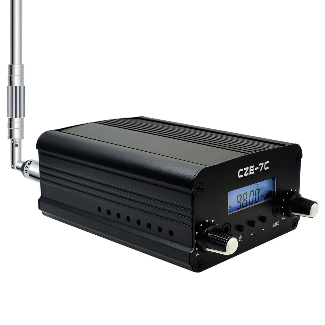 BaseWish FM-Transmitter mit grosser Reichweite, 7 W, 1 W, mit LCD und 3,5 mm Audiokabel, ideal für K