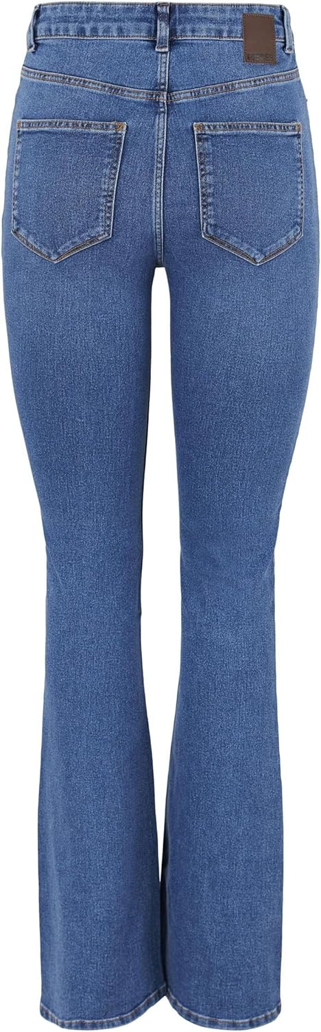 PIECES Damen Pcpeggy Flared Hw Jeans Mb Noos Bc, M Medium Blue Denim